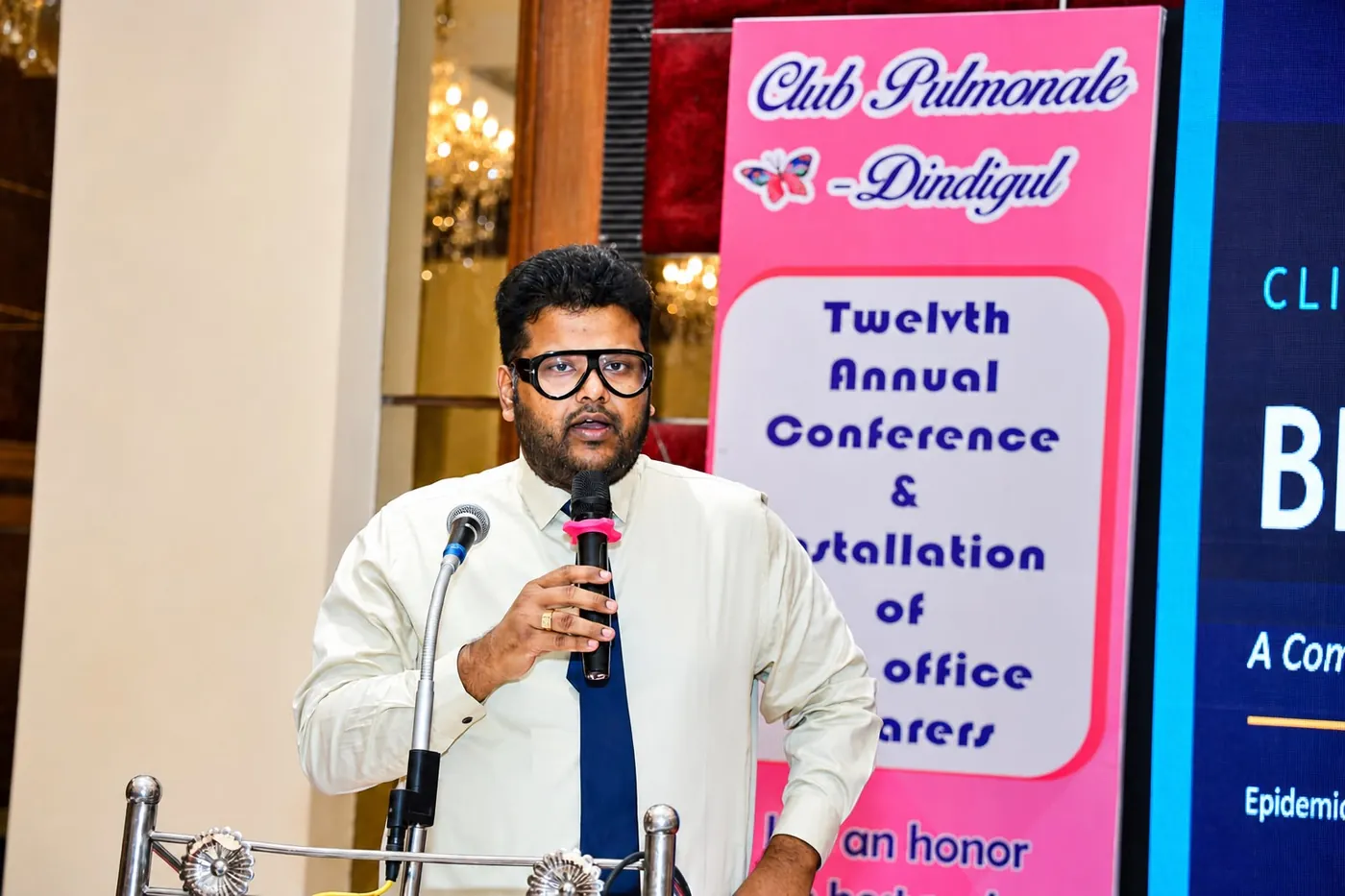 Dr. Koushik speaking at the twelfth annual conference of Club Pulmonale, Dindigul.