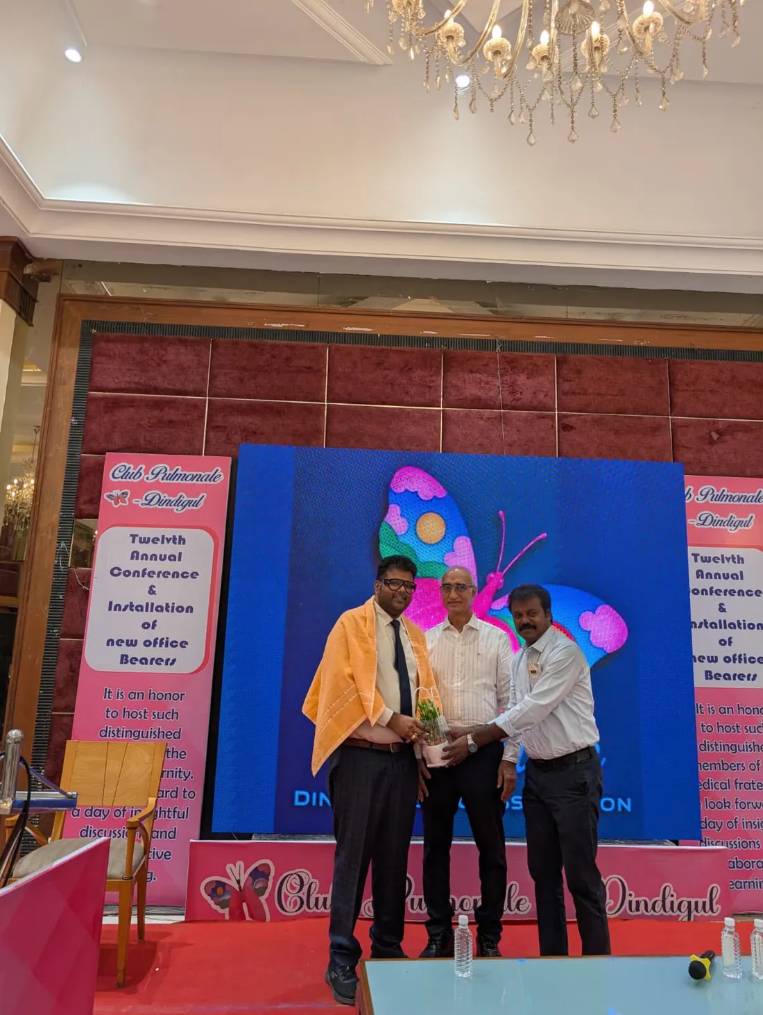 A felicitation at the Club Pulmonale, Dindigul conference.