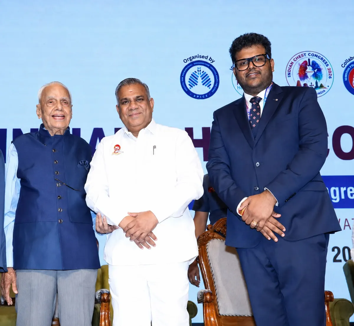 Dr. Koushik with dignitaries at Indian Chest Congress 2026.